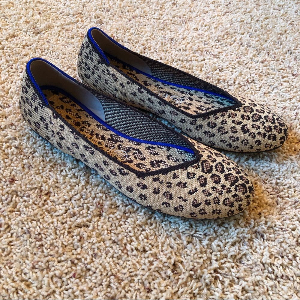 Rothy’s The Flat “Cheetah” Animal Print Round Toe Discontinued Ballet Size 8.5